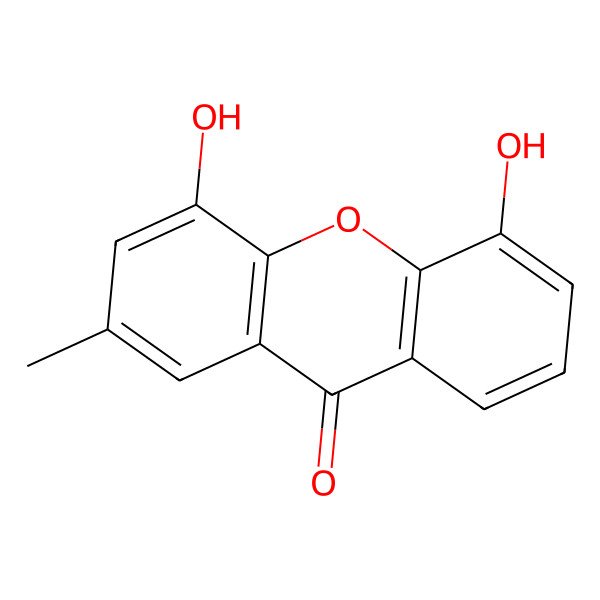 2D Structure of 4,5-dihydroxy-2-methyl-9H-xanthen-9-one