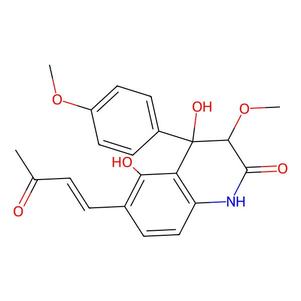2D Structure of 4,5-Dihydroxy-3-methoxy-4-(4-methoxyphenyl)-6-(3-oxobut-1-enyl)-1,3-dihydroquinolin-2-one