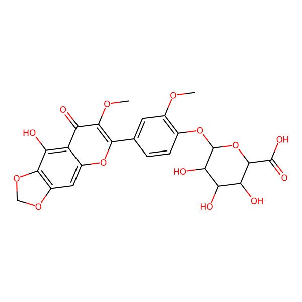 2D Structure of 4',5-Dihydroxy-3,3'-dimethoxy-6,7-methylenedioxyflavone 4'-glucuronide