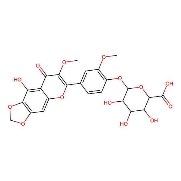 2D Structure of 4',5-Dihydroxy-3,3'-dimethoxy-6,7-methylenedioxyflavone 4'-glucuronide 2D Structure of 4',5-Dihydroxy-3,3'-dimethoxy-6,7-methylenedioxyflavone 4'-glucuronide