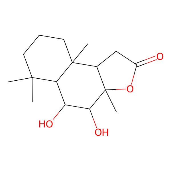 2D Structure of 4,5-Dihydroxy-3a,6,6,9a-tetramethyl-1,4,5,5a,7,8,9,9b-octahydrobenzo[e][1]benzofuran-2-one