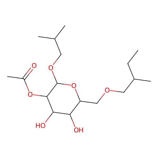 2D Structure of [4,5-Dihydroxy-6-(2-methylbutoxymethyl)-2-(2-methylpropoxy)oxan-3-yl] acetate