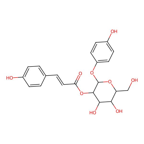 2D Structure of [4,5-Dihydroxy-6-(hydroxymethyl)-2-(4-hydroxyphenoxy)oxan-3-yl] 3-(4-hydroxyphenyl)prop-2-enoate