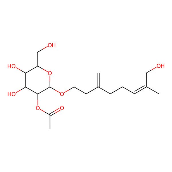 2D Structure of [4,5-Dihydroxy-6-(hydroxymethyl)-2-(8-hydroxy-7-methyl-3-methylideneoct-6-enoxy)oxan-3-yl] acetate