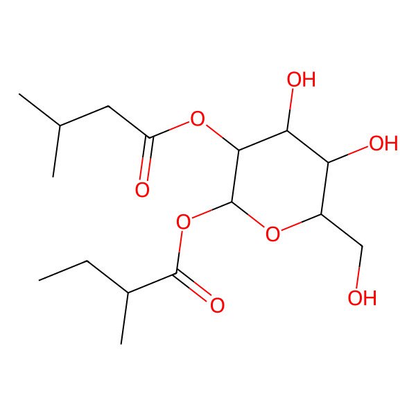 2D Structure of [4,5-Dihydroxy-6-(hydroxymethyl)-3-(3-methylbutanoyloxy)oxan-2-yl] 2-methylbutanoate