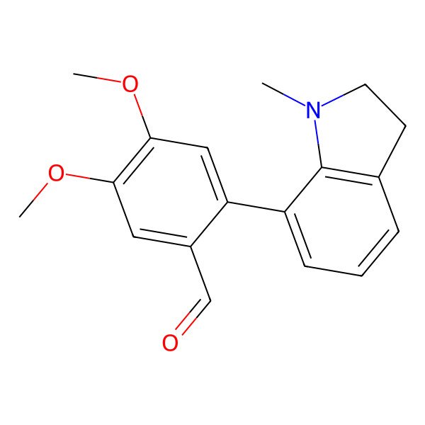 2D Structure of 4,5-Dimethoxy-2-(1-methyl-2,3-dihydroindol-7-yl)benzaldehyde