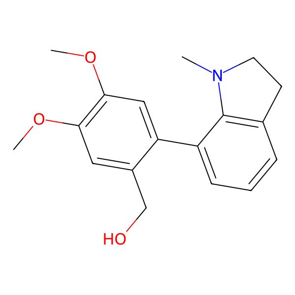 2D Structure of [4,5-Dimethoxy-2-(1-methyl-2,3-dihydroindol-7-yl)phenyl]methanol