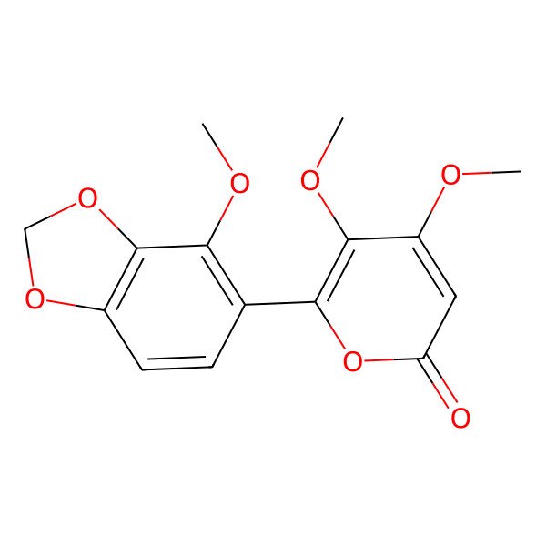 2D Structure of 4,5-Dimethoxy-6-(4-methoxy-2H-1,3-benzodioxol-5-yl)-2H-pyran-2-one