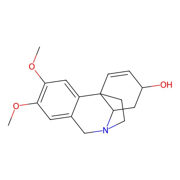 2D Structure of 4,5-Dimethoxy-9-azatetracyclo[7.5.2.01,10.02,7]hexadeca-2,4,6,13-tetraen-12-ol