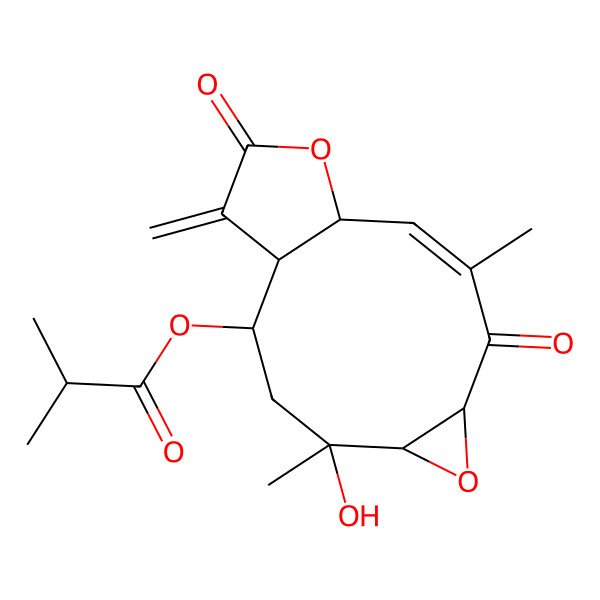2D Structure of [(1R,2R,4R,5R,7R,11R)-4-hydroxy-4,9-dimethyl-14-methylidene-8,13-dioxo-6,12-dioxatricyclo[9.3.0.05,7]tetradec-9-en-2-yl] 2-methylpropanoate