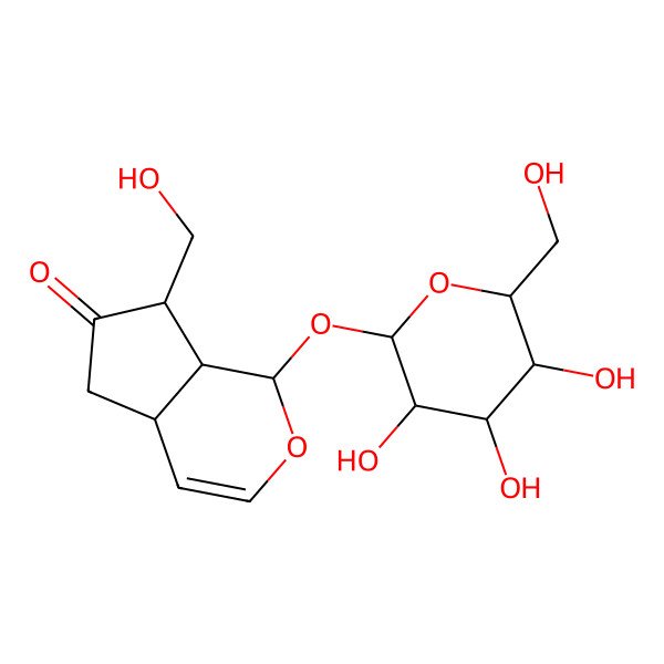 2D Structure of 7-(hydroxymethyl)-1-[3,4,5-trihydroxy-6-(hydroxymethyl)oxan-2-yl]oxy-4a,5,7,7a-tetrahydro-1H-cyclopenta[c]pyran-6-one
