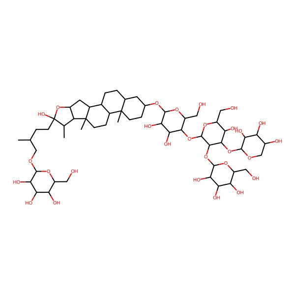 2D Structure of (2R,3R,4S,5R,6R)-2-[(2R)-4-[(1R,2S,4S,6R,7S,8R,9S,12S,13S,16S,18S)-16-[(2R,3R,4R,5S,6R)-3,4-dihydroxy-5-[(2S,3R,4S,5R,6R)-5-hydroxy-6-(hydroxymethyl)-3-[(2S,3R,4S,5R,6R)-3,4,5-trihydroxy-6-(hydroxymethyl)oxan-2-yl]oxy-4-[(2S,3R,4S,5R)-3,4,5-trihydroxyoxan-2-yl]oxyoxan-2-yl]oxy-6-(hydroxymethyl)oxan-2-yl]oxy-6-hydroxy-7,9,13-trimethyl-5-oxapentacyclo[10.8.0.02,9.04,8.013,18]icosan-6-yl]-2-methylbutoxy]-6-(hydroxymethyl)oxane-3,4,5-triol