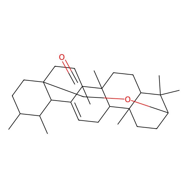 2D Structure of 4,5,11,15,15,19,20-Heptamethyl-24-oxahexacyclo[12.8.2.01,6.07,20.010,19.011,16]tetracos-7-en-23-one