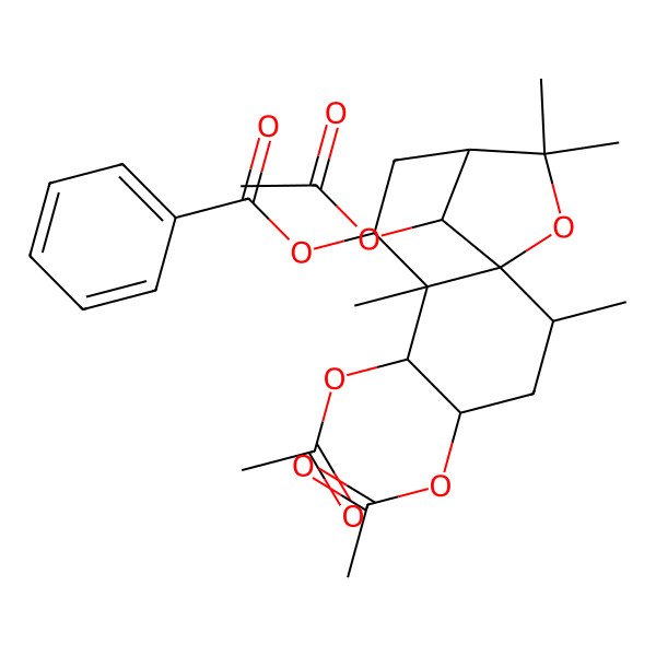 2D Structure of (4,5,12-Triacetyloxy-2,6,10,10-tetramethyl-11-oxatricyclo[7.2.1.01,6]dodecan-7-yl) benzoate