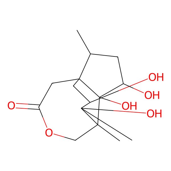2D Structure of 4,5,12,13-Tetrahydroxy-2,6,13-trimethyl-8-oxatricyclo[4.4.3.01,5]tridecan-9-one