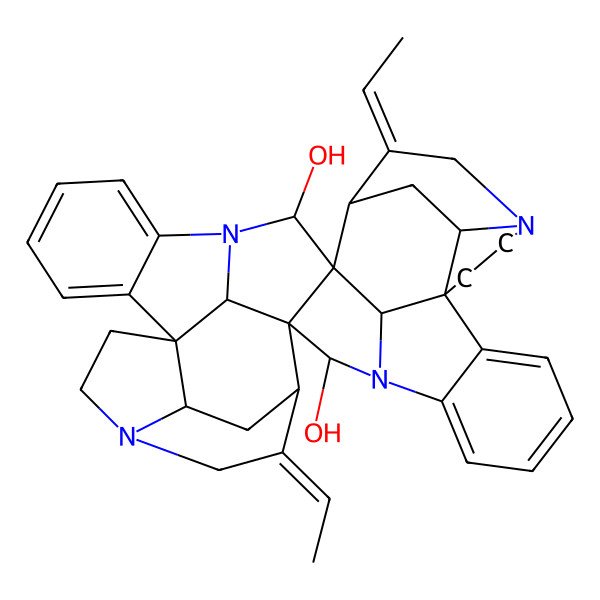 2D Structure of 28,38-Di(ethylidene)-8,14,24,30-tetrazadodecacyclo[25.5.2.211,14.11,26.110,17.02,7.010,26.013,17.018,23.030,33.08,35.024,36]octatriaconta-2,4,6,18,20,22-hexaene-9,25-diol