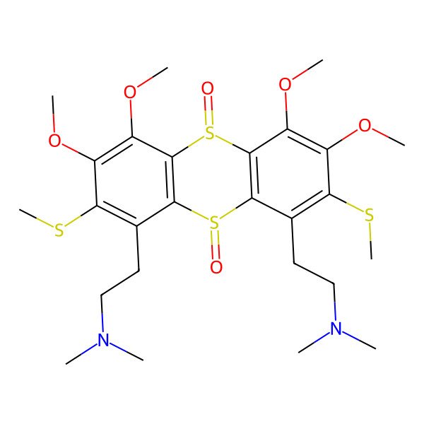2D Structure of 2-[9-[2-(dimethylamino)ethyl]-3,4,6,7-tetramethoxy-2,8-bis(methylsulfanyl)-5,10-dioxothianthren-1-yl]-N,N-dimethylethanamine