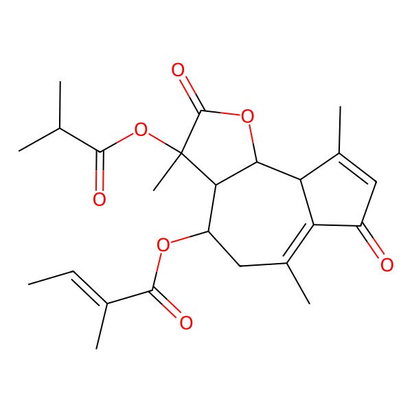 2D Structure of [(3S,3aR,4S,9aR,9bS)-3,6,9-trimethyl-3-(2-methylpropanoyloxy)-2,7-dioxo-4,5,9a,9b-tetrahydro-3aH-azuleno[4,5-b]furan-4-yl] (Z)-2-methylbut-2-enoate