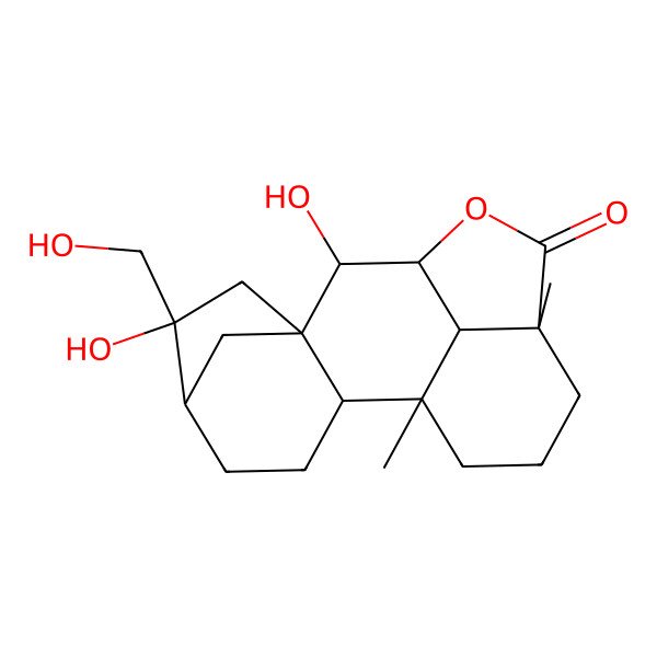 2D Structure of 6,9-Dihydroxy-6-(hydroxymethyl)-1,13-dimethyl-11-oxapentacyclo[8.6.1.15,8.02,8.013,17]octadecan-12-one