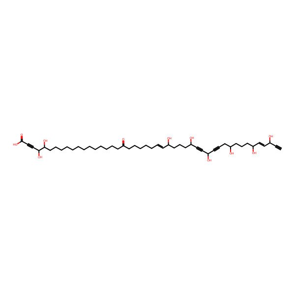 2D Structure of 4,5,27,31,34,38,42,45-Octahydroxy-19-oxo-25,43-heptatetracontadiene-2,32,35,46-tetraynoic acid