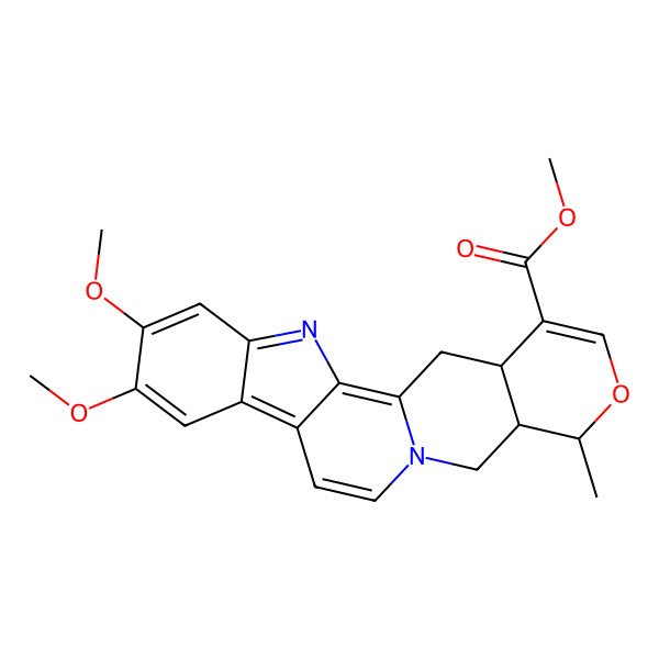2D Structure of Methyl 6,7-dimethoxy-16-methyl-17-oxa-3,13-diazapentacyclo[11.8.0.02,10.04,9.015,20]henicosa-1,3,5,7,9,11,18-heptaene-19-carboxylate
