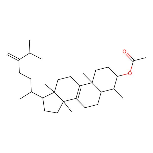 2D Structure of [(3S,4S,5S,10S,13R,14R,17R)-4,10,13,14-tetramethyl-17-[(2R)-6-methyl-5-methylideneheptan-2-yl]-1,2,3,4,5,6,7,11,12,15,16,17-dodecahydrocyclopenta[a]phenanthren-3-yl] acetate