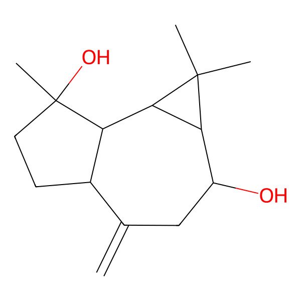 2D Structure of (1aR,2S,4aR,7S,7aS,7bS)-1,1,7-trimethyl-4-methylidene-1a,2,3,4a,5,6,7a,7b-octahydrocyclopropa[h]azulene-2,7-diol