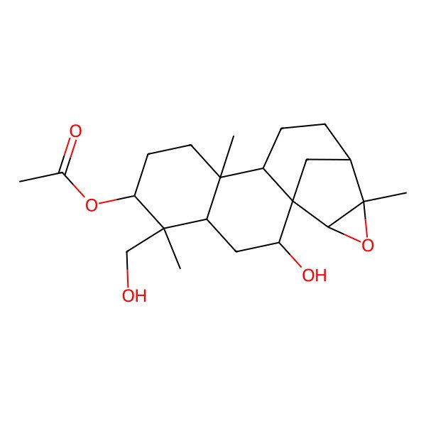 2D Structure of [(1R,2S,4S,5S,6R,9R,10R,13R,14S,16R)-2-hydroxy-5-(hydroxymethyl)-5,9,14-trimethyl-15-oxapentacyclo[11.3.1.01,10.04,9.014,16]heptadecan-6-yl] acetate