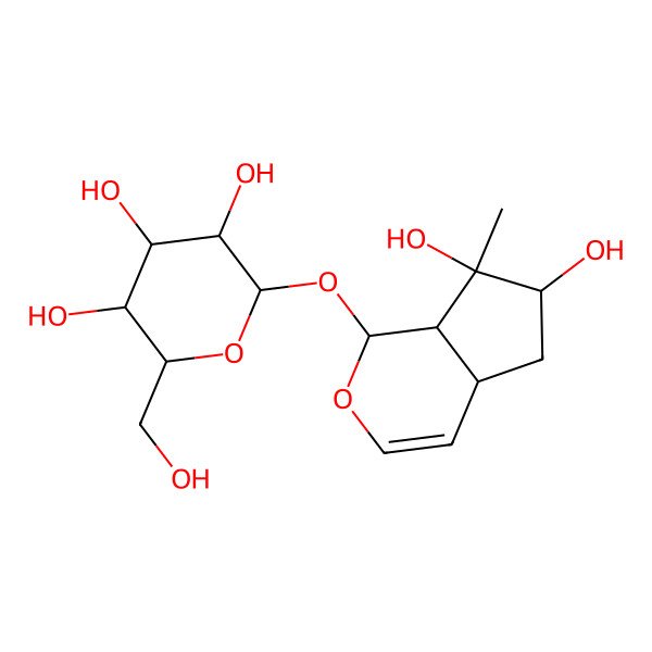 2D Structure of 2-[(6,7-dihydroxy-7-methyl-4a,5,6,7a-tetrahydro-1H-cyclopenta[c]pyran-1-yl)oxy]-6-(hydroxymethyl)oxane-3,4,5-triol