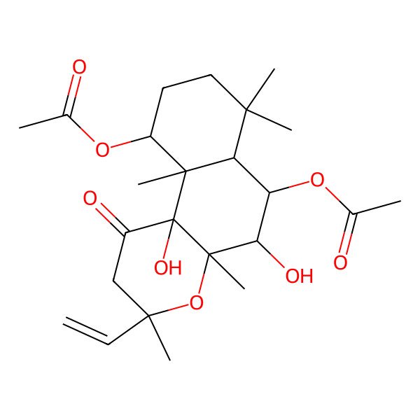 2D Structure of (6-acetyloxy-3-ethenyl-5,10b-dihydroxy-3,4a,7,7,10a-pentamethyl-1-oxo-5,6,6a,8,9,10-hexahydro-2H-benzo[f]chromen-10-yl) acetate