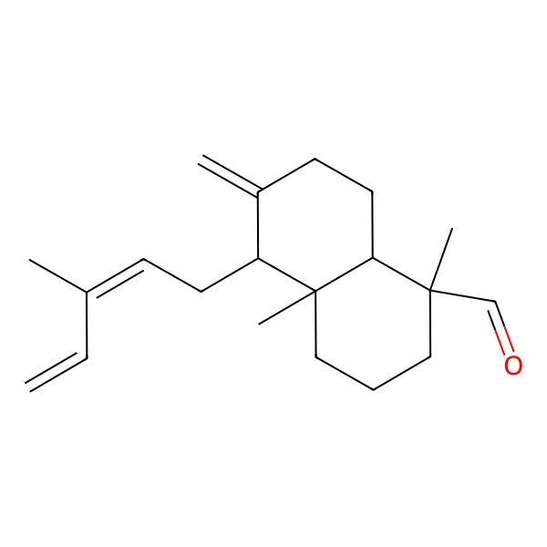 2D Structure of (1S,4aR,5R,8aR)-1,4a-dimethyl-6-methylidene-5-[(2E)-3-methylpenta-2,4-dienyl]-3,4,5,7,8,8a-hexahydro-2H-naphthalene-1-carbaldehyde