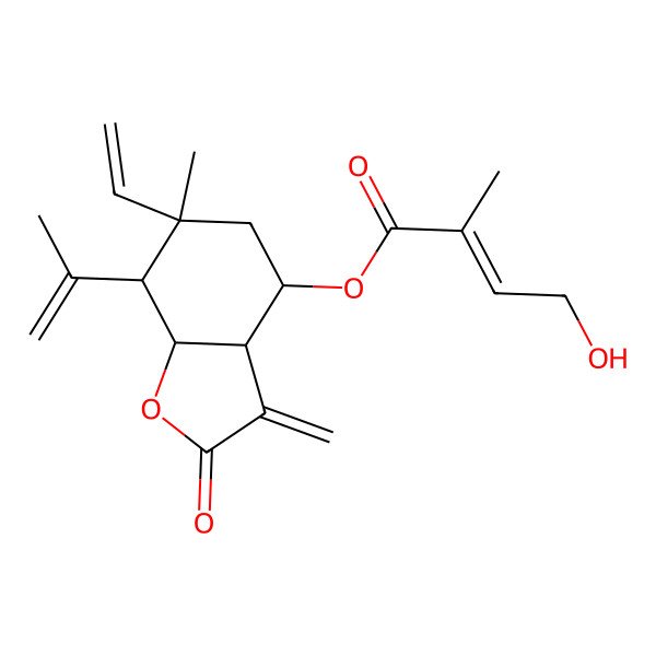 2D Structure of [(3aS,4R,6R,7R,7aS)-6-ethenyl-6-methyl-3-methylidene-2-oxo-7-prop-1-en-2-yl-4,5,7,7a-tetrahydro-3aH-1-benzofuran-4-yl] (E)-4-hydroxy-2-methylbut-2-enoate