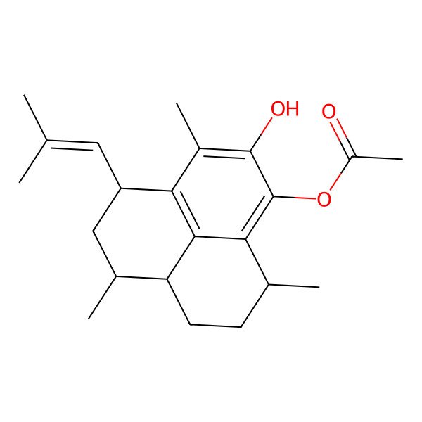 2D Structure of [(4S,6S,6aR,9S)-2-hydroxy-3,6,9-trimethyl-4-(2-methylprop-1-enyl)-5,6,6a,7,8,9-hexahydro-4H-phenalen-1-yl] acetate