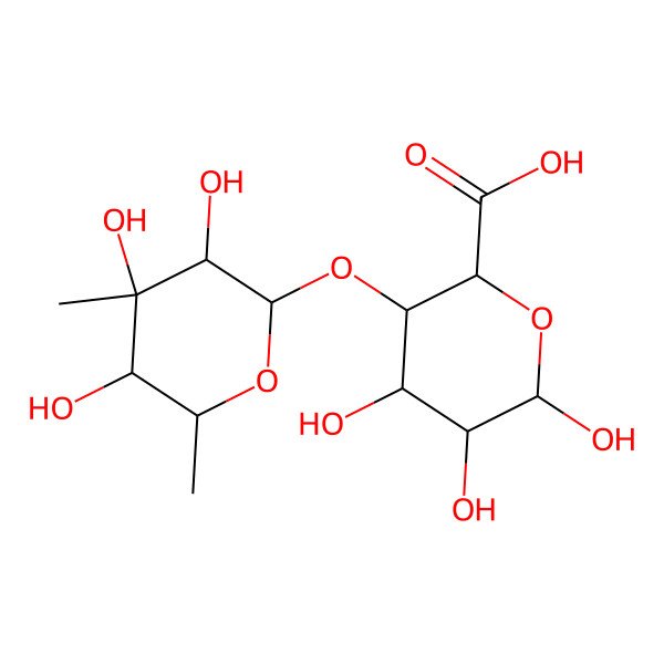 2D Structure of 4,5,6-Trihydroxy-3-(3,4,5-trihydroxy-4,6-dimethyloxan-2-yl)oxyoxane-2-carboxylic acid 2D Structure of 4,5,6-Trihydroxy-3-(3,4,5-trihydroxy-4,6-dimethyloxan-2-yl)oxyoxane-2-carboxylic acid