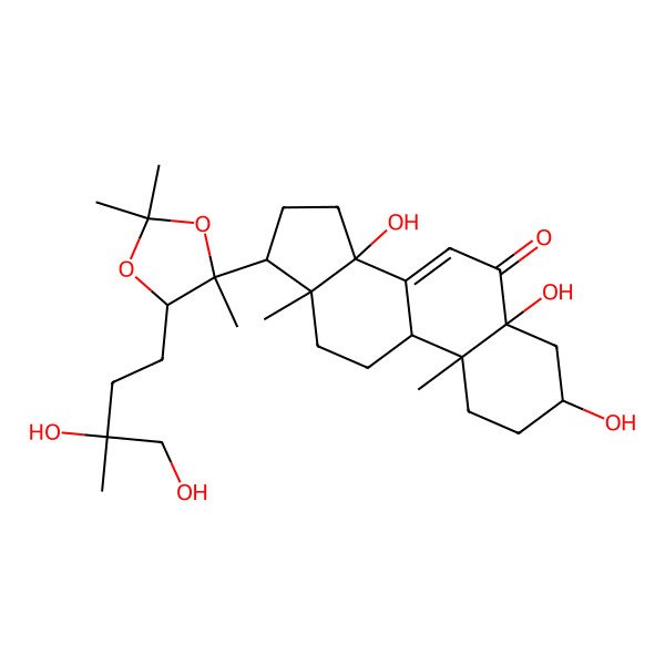 2D Structure of (3S,5S,9R,10R,13R,14S,17S)-17-[(4R,5R)-5-[(3R)-3,4-dihydroxy-3-methylbutyl]-2,2,4-trimethyl-1,3-dioxolan-4-yl]-3,5,14-trihydroxy-10,13-dimethyl-1,2,3,4,9,11,12,15,16,17-decahydrocyclopenta[a]phenanthren-6-one