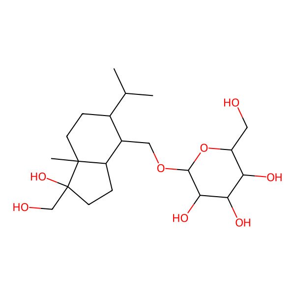 2D Structure of (2S,3R,4R,5R,6S)-2-[[(1R,3aR,4R,5R,7aS)-1-hydroxy-1-(hydroxymethyl)-7a-methyl-5-propan-2-yl-3,3a,4,5,6,7-hexahydro-2H-inden-4-yl]methoxy]-6-(hydroxymethyl)oxane-3,4,5-triol