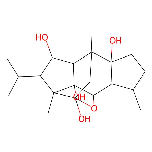 2D Structure of (1R,2S,3R,6R,7R,9S,10S,11S,12S,13R,14S)-3,7,10-trimethyl-11-propan-2-yl-15-oxapentacyclo[7.5.1.02,6.07,13.010,14]pentadecane-6,9,12,14-tetrol
