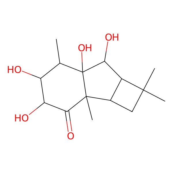 2D Structure of 4,5,6a,7-tetrahydroxy-1,1,2b,6-tetramethyl-2a,4,5,6,7,7a-hexahydro-2H-cyclobuta[a]inden-3-one