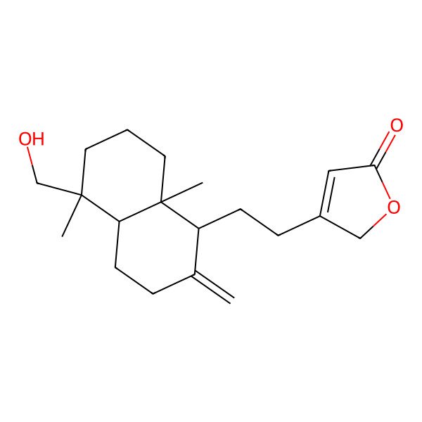2D Structure of 3-[2-[(1R,4aS,5S,8aS)-5-(hydroxymethyl)-5,8a-dimethyl-2-methylidene-3,4,4a,6,7,8-hexahydro-1H-naphthalen-1-yl]ethyl]-2H-furan-5-one