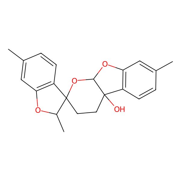 2D Structure of (2R,3R,4'aS)-2,6,7'-trimethylspiro[2H-1-benzofuran-3,2'-4,9a-dihydro-3H-pyrano[2,3-b][1]benzofuran]-4'a-ol