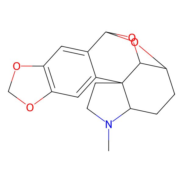 2D Structure of (11S,15R,18R,19S)-14-methyl-5,7,20,21-tetraoxa-14-azahexacyclo[16.2.1.02,10.04,8.011,15.011,19]henicosa-2,4(8),9-triene