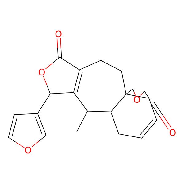 2D Structure of (1S,9R,10S,14R)-7-(furan-3-yl)-9-methyl-6,16-dioxatetracyclo[8.7.0.01,14.04,8]heptadeca-4(8),12-diene-5,15-dione