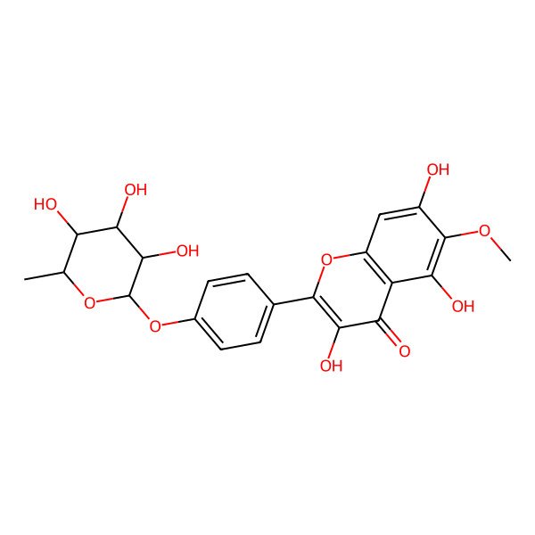 2D Structure of 3,5,7-trihydroxy-6-methoxy-2-[4-[(2S,3S,4R,5R,6R)-3,4,5-trihydroxy-6-methyloxan-2-yl]oxyphenyl]chromen-4-one