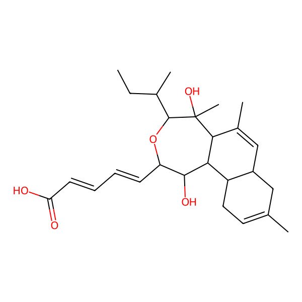 2D Structure of 5-(4-butan-2-yl-1,5-dihydroxy-5,6,9-trimethyl-2,4,5a,7a,8,11,11a,11b-octahydro-1H-benzo[i][3]benzoxepin-2-yl)penta-2,4-dienoic acid