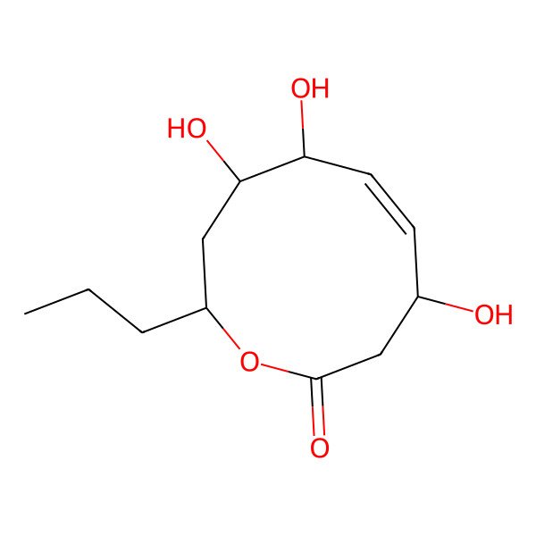 2D Structure of 4,5,8-Trihydroxy-2-propyl-2,3,4,5,8,9-hexahydrooxecin-10-one