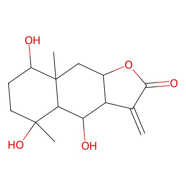 2D Structure of 4,5,8-Trihydroxy-5,8a-dimethyl-3-methylidene-3a,4,4a,6,7,8,9,9a-octahydrobenzo[f][1]benzofuran-2-one