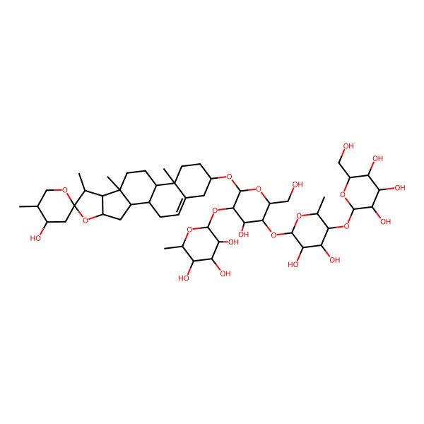 2D Structure of 2-[5-[3,4-Dihydroxy-6-methyl-5-[3,4,5-trihydroxy-6-(hydroxymethyl)oxan-2-yl]oxyoxan-2-yl]oxy-4-hydroxy-6-(hydroxymethyl)-2-(4'-hydroxy-5',7,9,13-tetramethylspiro[5-oxapentacyclo[10.8.0.02,9.04,8.013,18]icos-18-ene-6,2'-oxane]-16-yl)oxyoxan-3-yl]oxy-6-methyloxane-3,4,5-triol