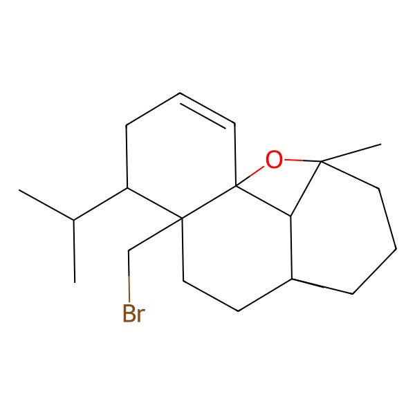 2D Structure of (1R,5S,6S,9S,13R,15S)-6-(bromomethyl)-9,13-dimethyl-5-propan-2-yl-14-oxatetracyclo[7.5.1.01,6.013,15]pentadec-2-ene