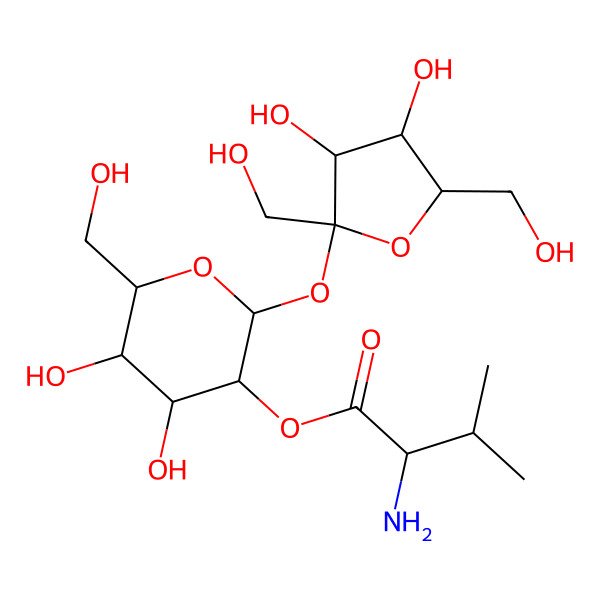 2D Structure of [2-[3,4-Dihydroxy-2,5-bis(hydroxymethyl)oxolan-2-yl]oxy-4,5-dihydroxy-6-(hydroxymethyl)oxan-3-yl] 2-amino-3-methylbutanoate