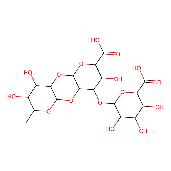 2D Structure of (1R,3S,5S,6R,7S,8R,10R,12S,13R,14R)-7-[(2R,3R,4S,5S,6S)-6-carboxy-3,4,5-trihydroxyoxan-2-yl]oxy-6,13,14-trihydroxy-12-methyl-2,4,9,11-tetraoxatricyclo[8.4.0.03,8]tetradecane-5-carboxylic acid